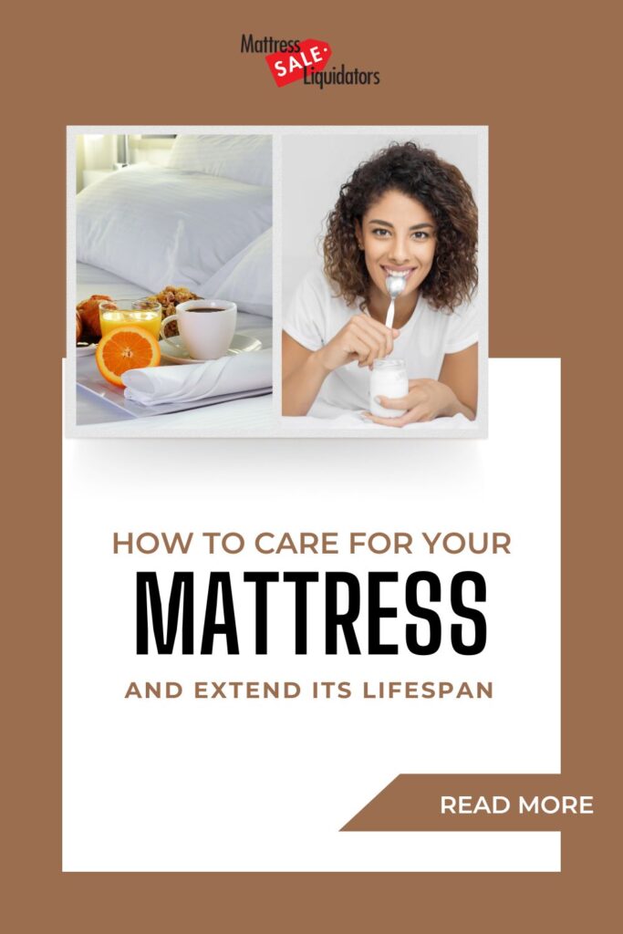 woman-eating-on-the-bed-blog-title-How-to-Care-for-Your-Mattress-and-extend-its-lifespan-instagram-Pinterest-Pin